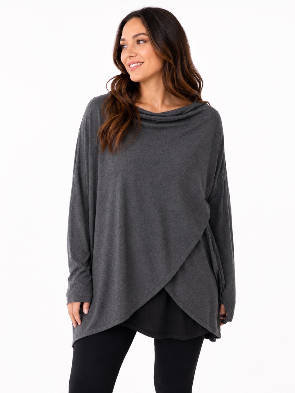 Athleta Purana Wrap Hoodie in gray,